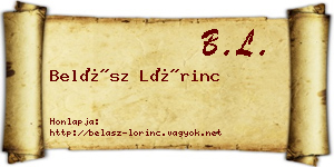 Belász Lőrinc névjegykártya